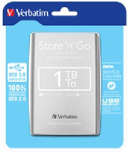 Verbatim Portables Festplattenlaufwerk Store 'n' Go USB 3.0 - 1 TB - Silber - 1 TB - 2.5" - 3.2 Gen 1 (3.1 Gen 1) - Silber